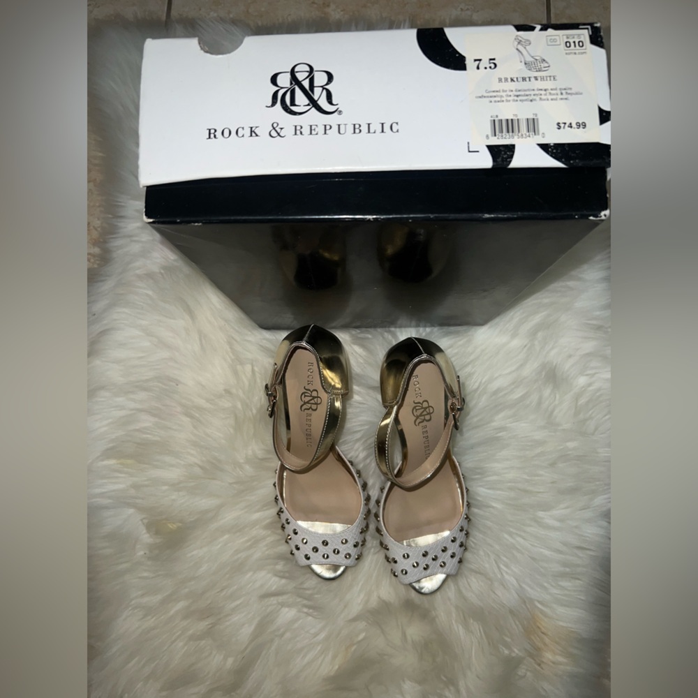 Rock & Republic White Studded Heels size 7.5 women’s